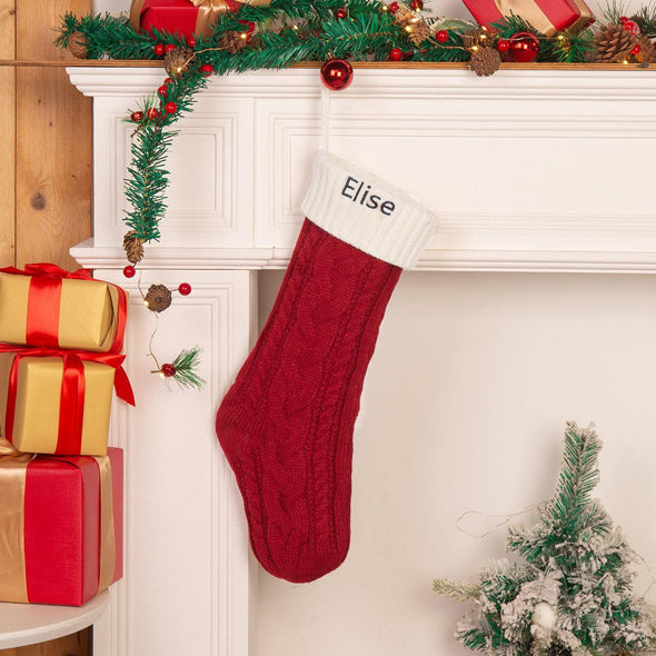 Personalized Knit Christmas Stocking – Custom Cable Knit Holiday Stocking