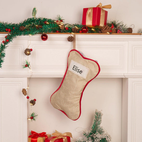 Personalized Dog Bone Christmas Stocking – Custom Pet Stocking for Dogs