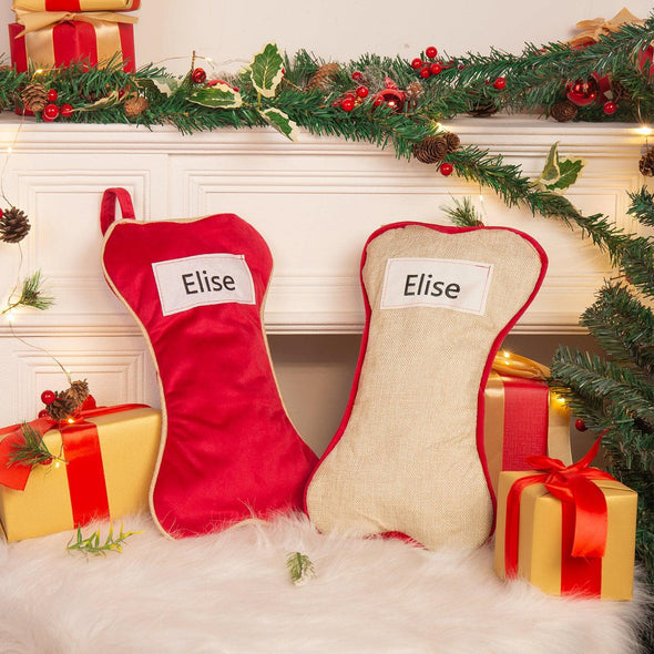 Personalized Dog Bone Christmas Stocking – Custom Pet Stocking for Dogs