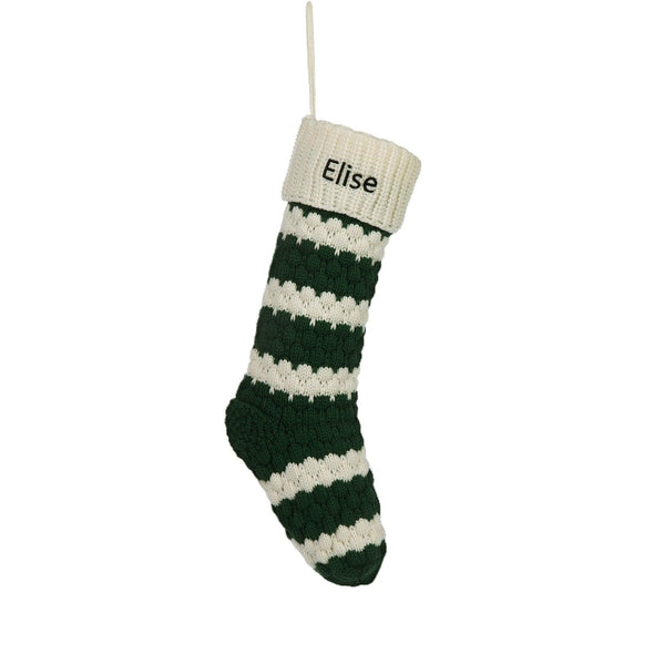 Personalized Striped Knit Christmas Stocking – Custom Holiday Stocking with Classic Stripes