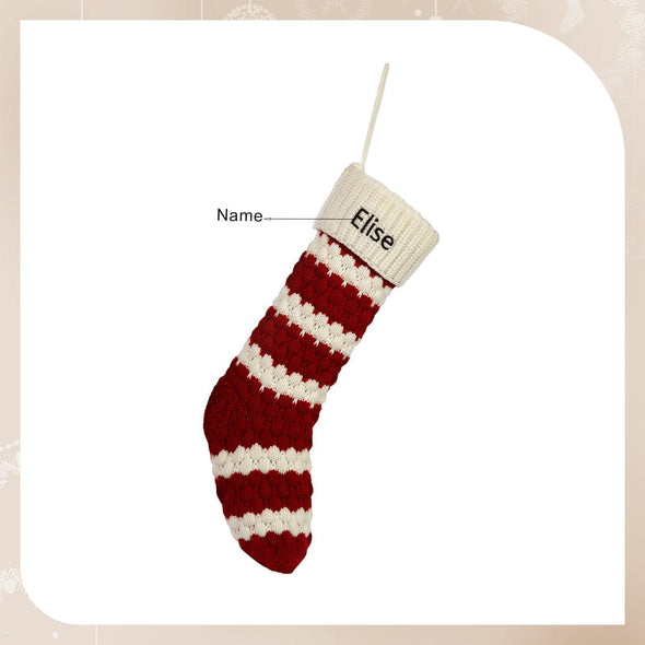 Personalized Striped Knit Christmas Stocking – Custom Holiday Stocking with Classic Stripes