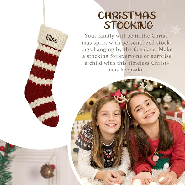 Personalized Striped Knit Christmas Stocking – Custom Holiday Stocking with Classic Stripes