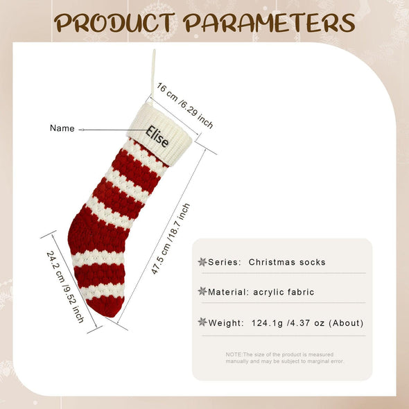 Personalized Striped Knit Christmas Stocking – Custom Holiday Stocking with Classic Stripes