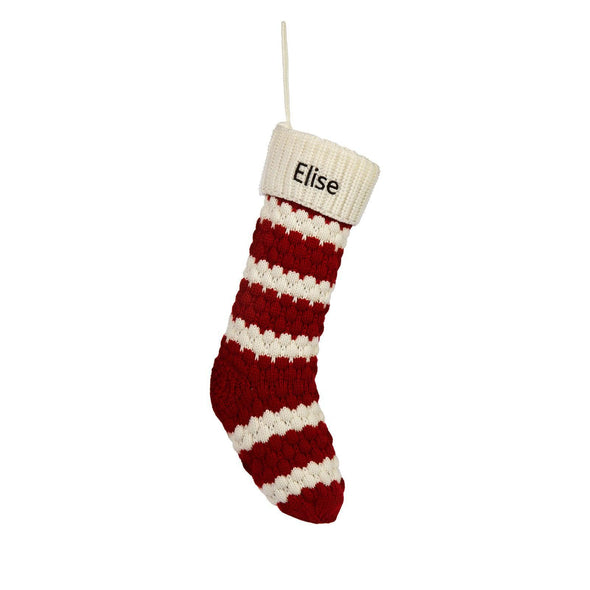 Personalized Striped Knit Christmas Stocking – Custom Holiday Stocking with Classic Stripes