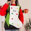 Personalized Polka-Dot Christmas Stocking – Custom Holiday Stocking with Colorful Pom Poms