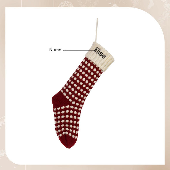 Personalized Polka-Dot Knit Christmas Stocking – Custom Holiday Stocking with Classic Knit Design