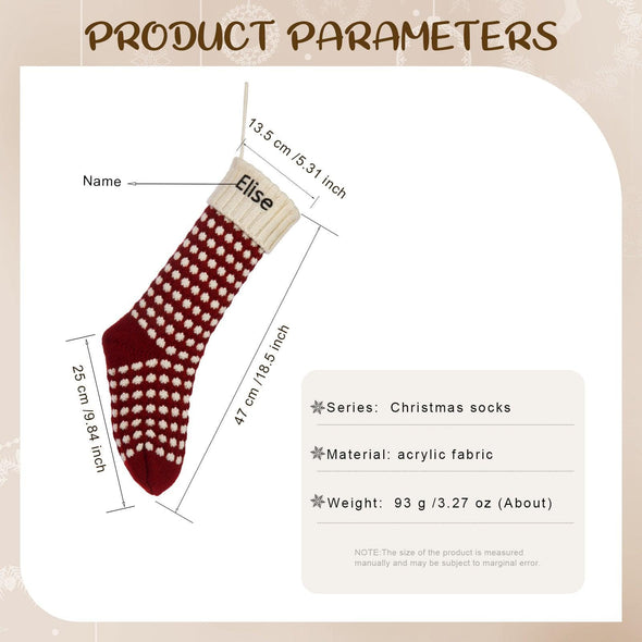 Personalized Polka-Dot Knit Christmas Stocking – Custom Holiday Stocking with Classic Knit Design