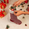 Personalized Polka-Dot Knit Christmas Stocking – Custom Holiday Stocking with Classic Knit Design