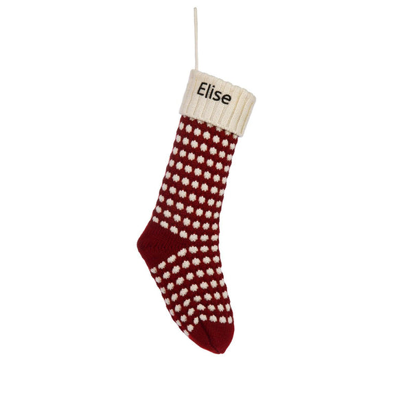 Personalized Polka-Dot Knit Christmas Stocking – Custom Holiday Stocking with Classic Knit Design