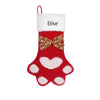 Personalized Paw Print Christmas Stocking – Custom Pet Stocking with Bow Accent