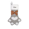 Personalized Paw Print Christmas Stocking – Custom Pet Stocking with Bow Accent