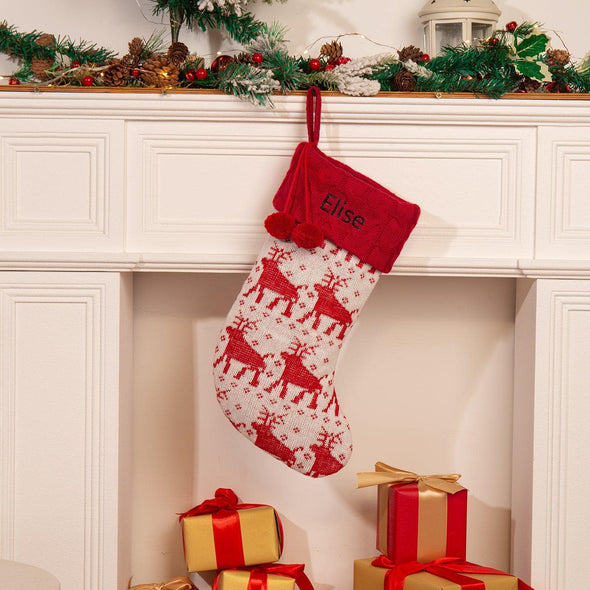 Personalized Knitted Christmas Stocking – Custom Holiday Stocking with Festive Patterns