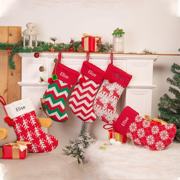 Personalized Knitted Christmas Stocking – Custom Holiday Stocking with Festive Patterns