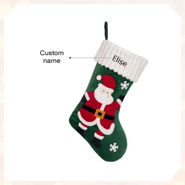 Personalized Santa and Snowman Christmas Stocking – Custom Holiday Stocking with Festive Characters