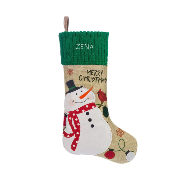 Personalized Merry Christmas Stocking – Custom Santa and Snowman Holiday Stockings