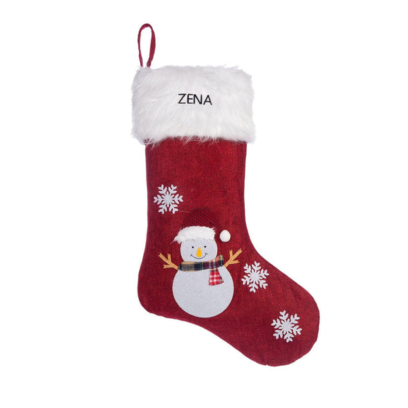 Personalized Snowman Christmas Stocking – Custom Holiday Stocking with Faux Fur Cuff