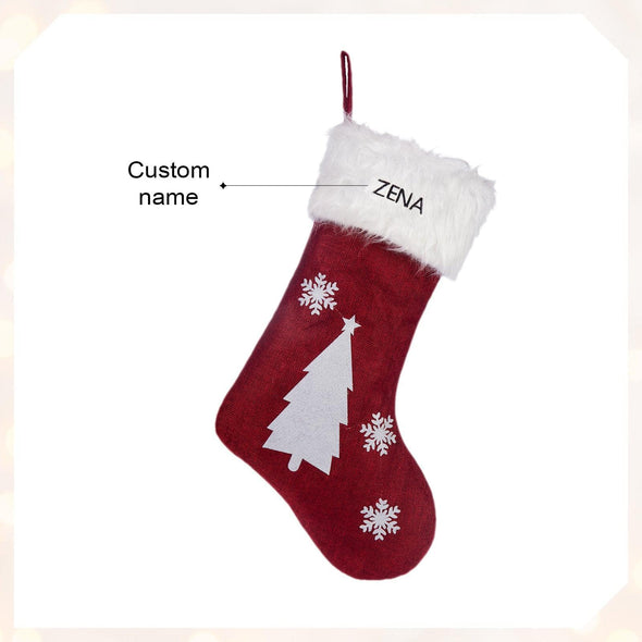 Personalized Snowman Christmas Stocking – Custom Holiday Stocking with Faux Fur Cuff