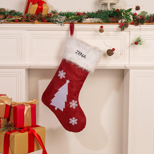 Personalized Snowman Christmas Stocking – Custom Holiday Stocking with Faux Fur Cuff