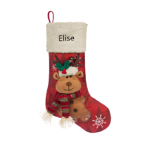 Personalized Christmas Stocking – Custom Holiday Stocking with Santa, Reindeer, and Festive Characters