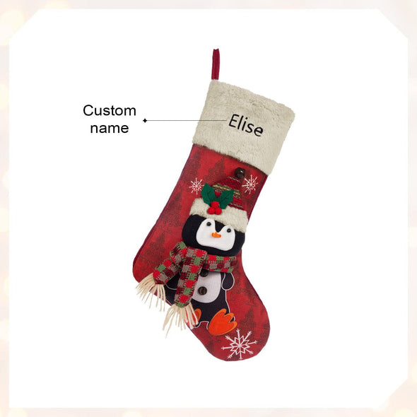 Personalized Christmas Stocking – Custom Holiday Stocking with Santa, Reindeer, and Festive Characters