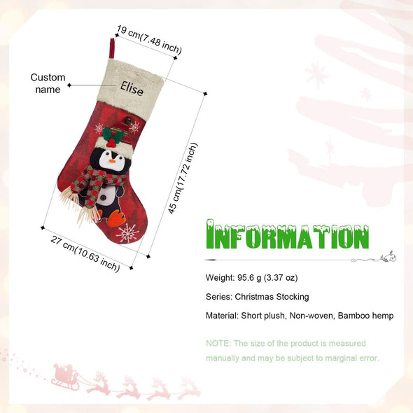 Personalized Christmas Stocking – Custom Holiday Stocking with Santa, Reindeer, and Festive Characters