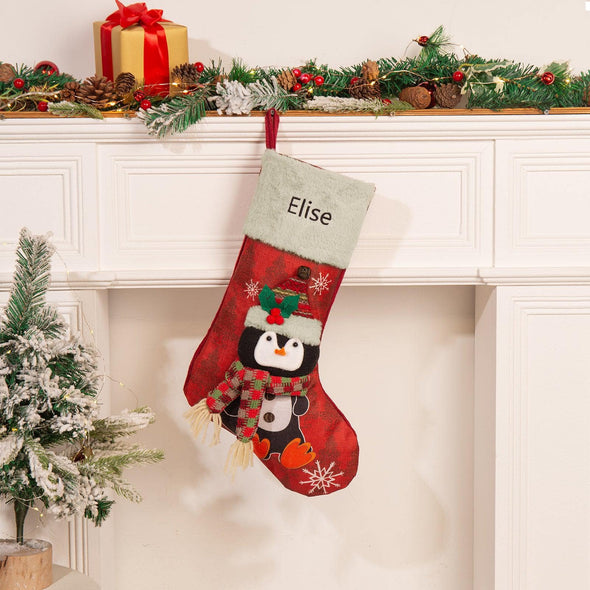 Personalized Christmas Stocking – Custom Holiday Stocking with Santa, Reindeer, and Festive Characters