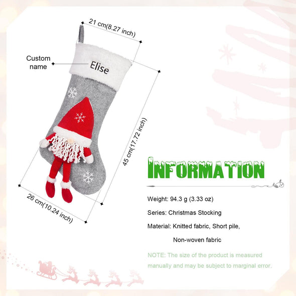 Personalized Gnome Christmas Stocking – Custom Holiday Stocking with Festive Gnome Design