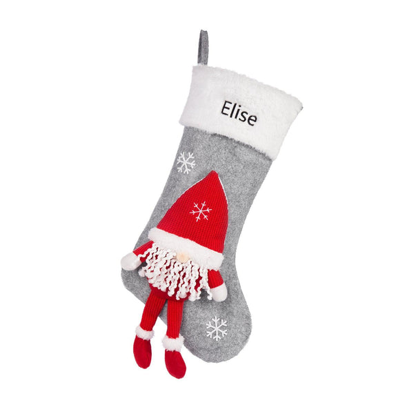 Personalized Gnome Christmas Stocking – Custom Holiday Stocking with Festive Gnome Design