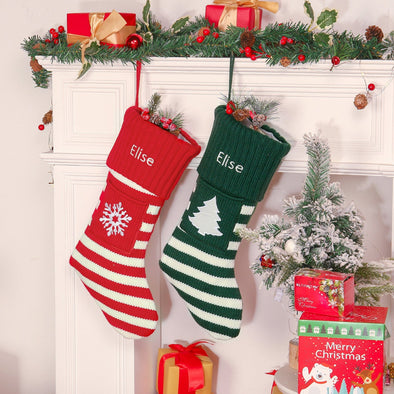 Step Up Your Christmas Sock Game with Personalized Name Snowflake Tree Design!