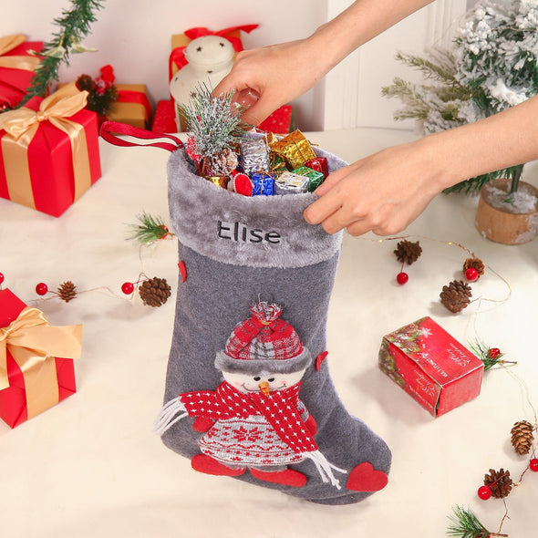 Festive Feet - Step into the Holiday Spirit with Custom Name Elk Snowman Christmas Socks!