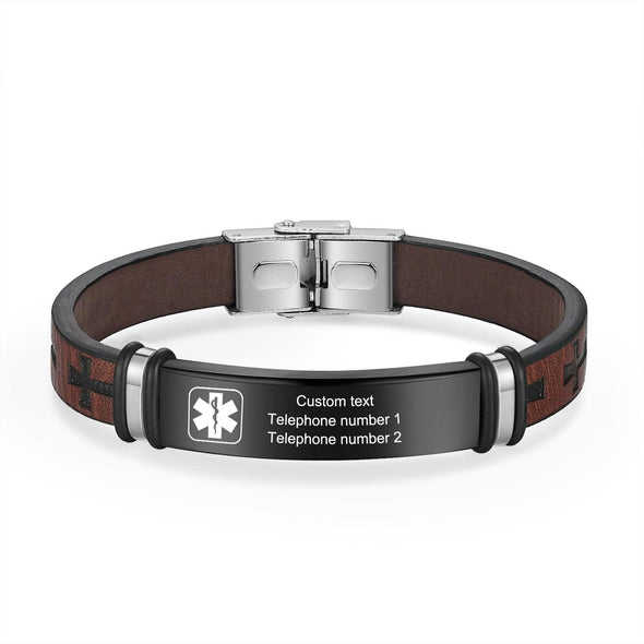 Custom Men's Medical Alert Bracelet – Engraved ID Wristband for Allergy, Diabetes, ICE Info – Personalized Emergency Jewelry