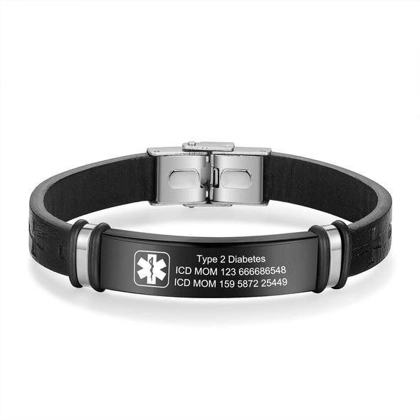 Custom Men's Medical Alert Bracelet – Engraved ID Wristband for Allergy, Diabetes, ICE Info – Personalized Emergency Jewelry