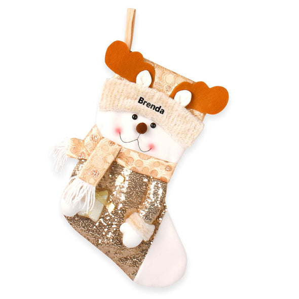 Personalized Christmas Stocking – Snowman, Elk & Santa Claus Designs