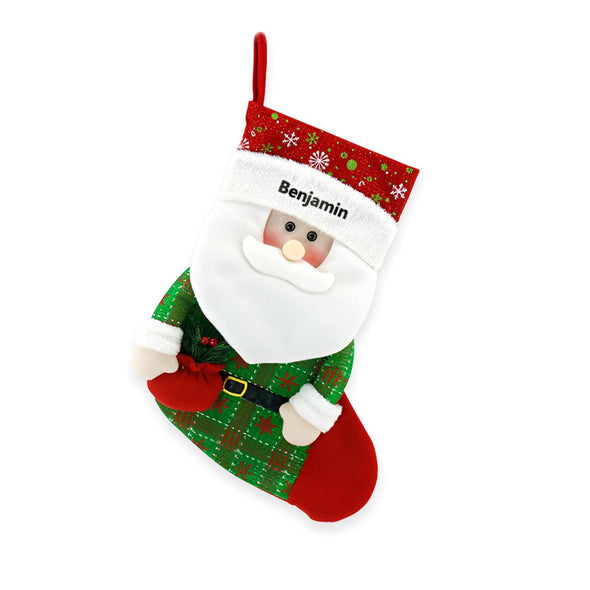 Personalized Christmas Stocking – Snowman, Elk & Santa Claus Designs