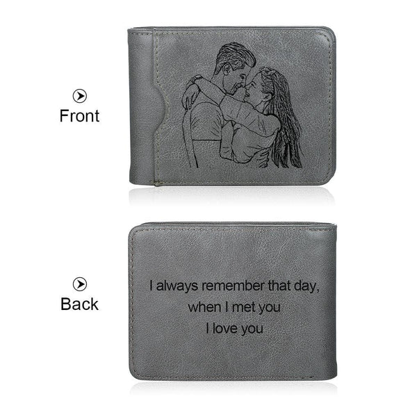 Custom Photo PU Leather Grey Wallet