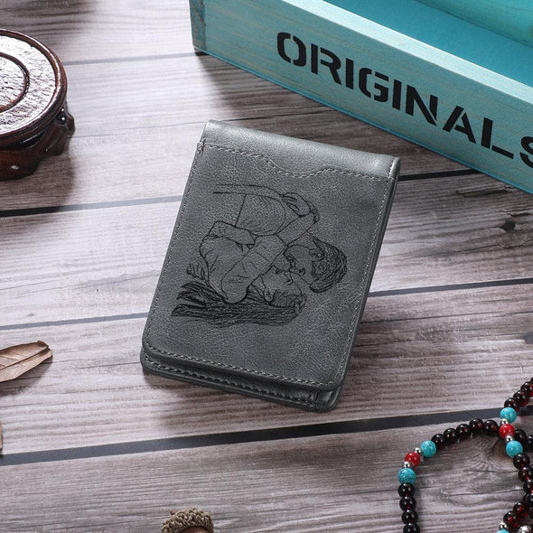 Custom Photo PU Leather Grey Wallet