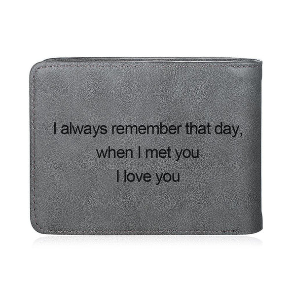 Custom Photo PU Leather Grey Wallet