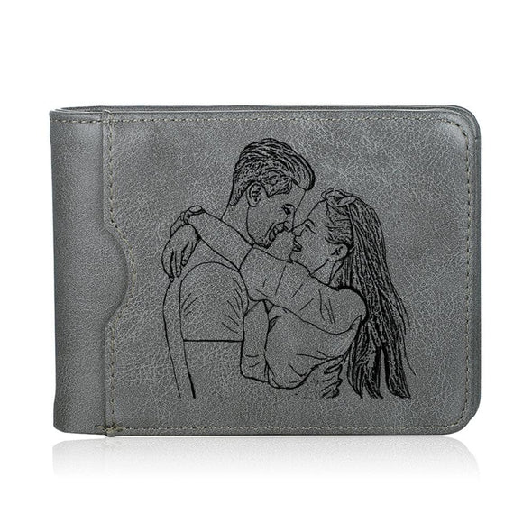 Custom Photo PU Leather Grey Wallet