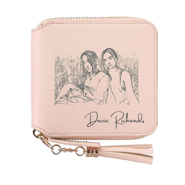 Personalized Women’s Wallet, Custom Photo Engraved PU Leather with Zipper and Tassel