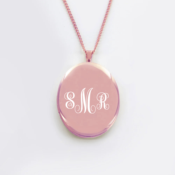 Elegant Gold-Plated Oval Locket Necklace (No Chain) – Personalized Monogram Jewelry Gift for Mother, Wife, or Friend