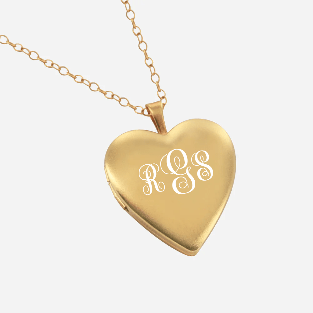 Personalized Heart Monogram Locket Necklace in Silver Monogram