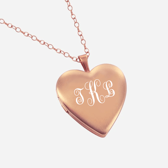 Personalized Sterling Silver .925 Heart Locket Pendant in Yellow or Rose Gold over Silver