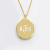 Elegant Gold-Plated Oval Locket Necklace (No Chain) – Personalized Monogram Jewelry Gift for Mother, Wife, or Friend