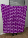 Create your own Cozy Plush Fleece blanket with a name repeating over the entire Blanket - Calligraphy
