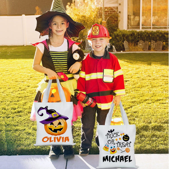 "Spooktacular Personalized Halloween Tote Bags: The Perfect Surprise for Your Little Monsters!"