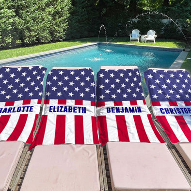 American Flag with a Name Beach Towel 30" x 60"