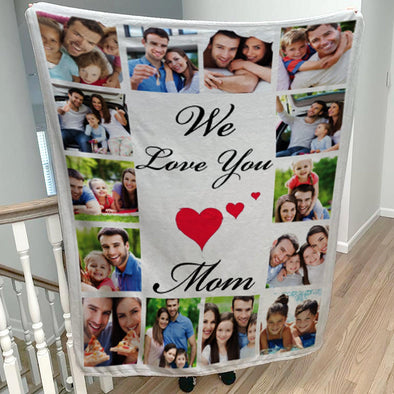 Show mom how much you care with a personalized family photo blanket plush - the perfect gift!