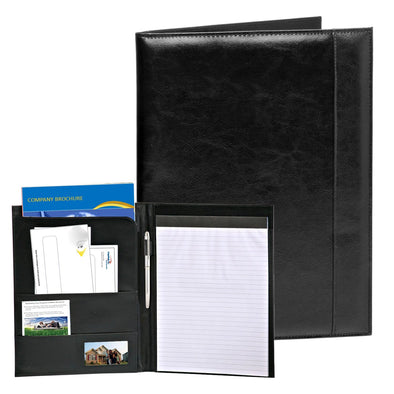 Black Leather Portfolio with Writing Accessories