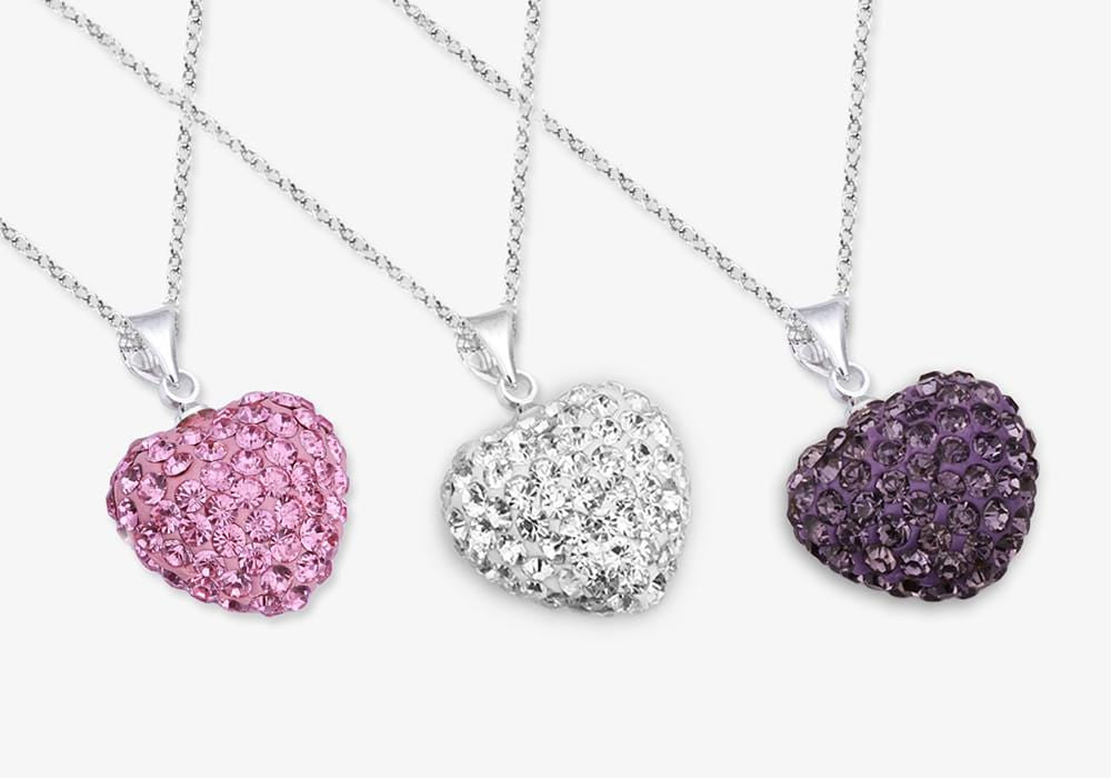 Swarovski Crystal Pink Heart Two-Tone Pendant Necklace | REEDS Jewelers
