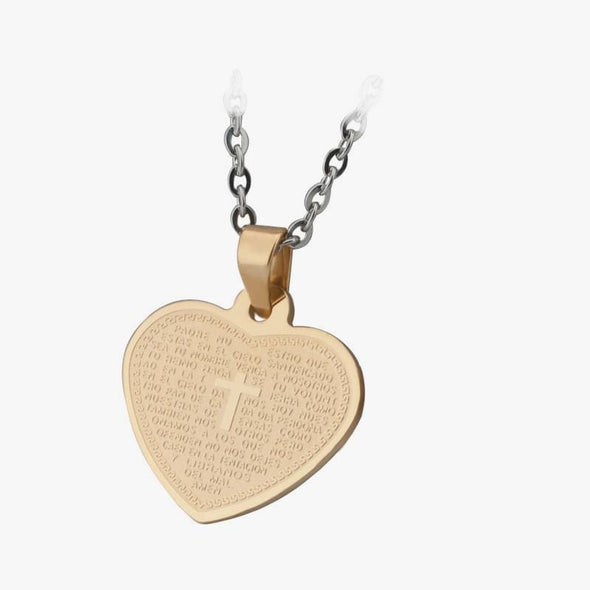 Exclusive Sale | Stainless Steel Cross in the Heart Necklace.